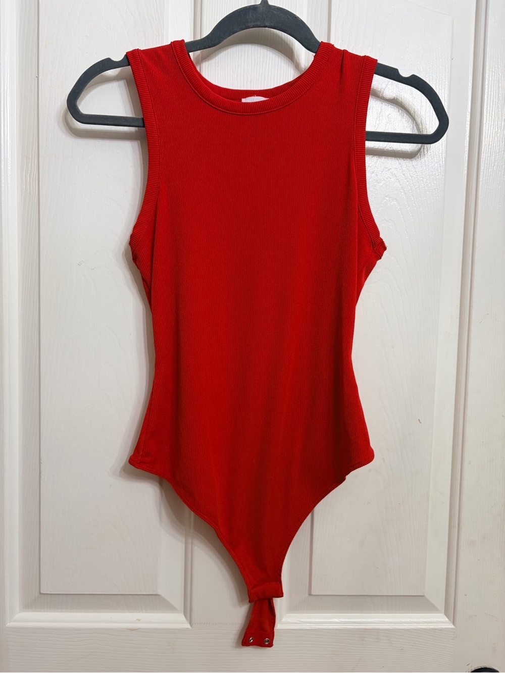 Le Lis Red Ribbed Sleeveless Bodysuit